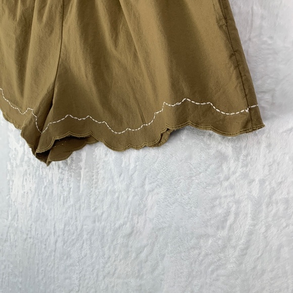 Anthropologie Scallop Hem Elastic Waist Shorts in Moss Sz XS - Picture 7 of 15